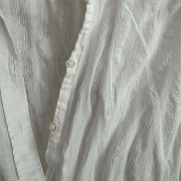 DKNY - Button-Front Drawstring Shirt Dress in White - Picture 3 of 8